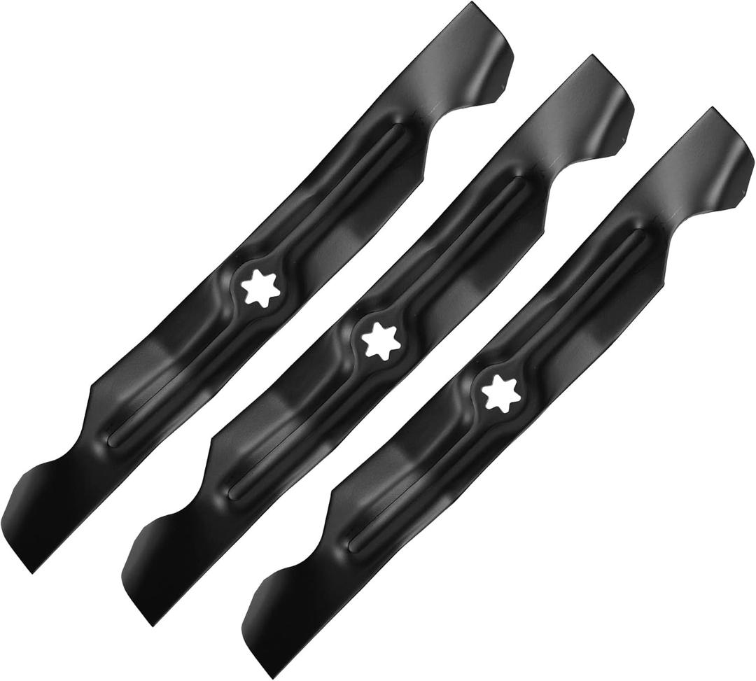 942-04053C for MTD CUB Cadet 50 Inch Mower Blades RZT 50 LT1050 LTX 1050 RZT50 LTX1050KW LGT1050 High Lift Blades Parts 742-04053A 742-04053 942-04053B 942-04056C 112-0316 3 Pack,6 Point Star (Black)