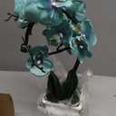 15 Inches Tall Artificial Silk Phalaenopsis Orchid Flower Plant Pot Teal Arrangements (Golden Blue)