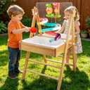 4in1 Water Table for Toddlers 1-3,Wooden Sensory Table&Sand Table for Kids
Indoor Outdoor Toddler Water Table with Slide Track Toys,3 Basins Acrylic Drawing Board,Montessori Activity Table Ages 1-8