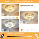 AFQEJG 19.6" Gold Modern Crystal Chandeliers for Dining Room LED Dimmable Light Fixtures Flush Mount Light Living Room Bedrooms