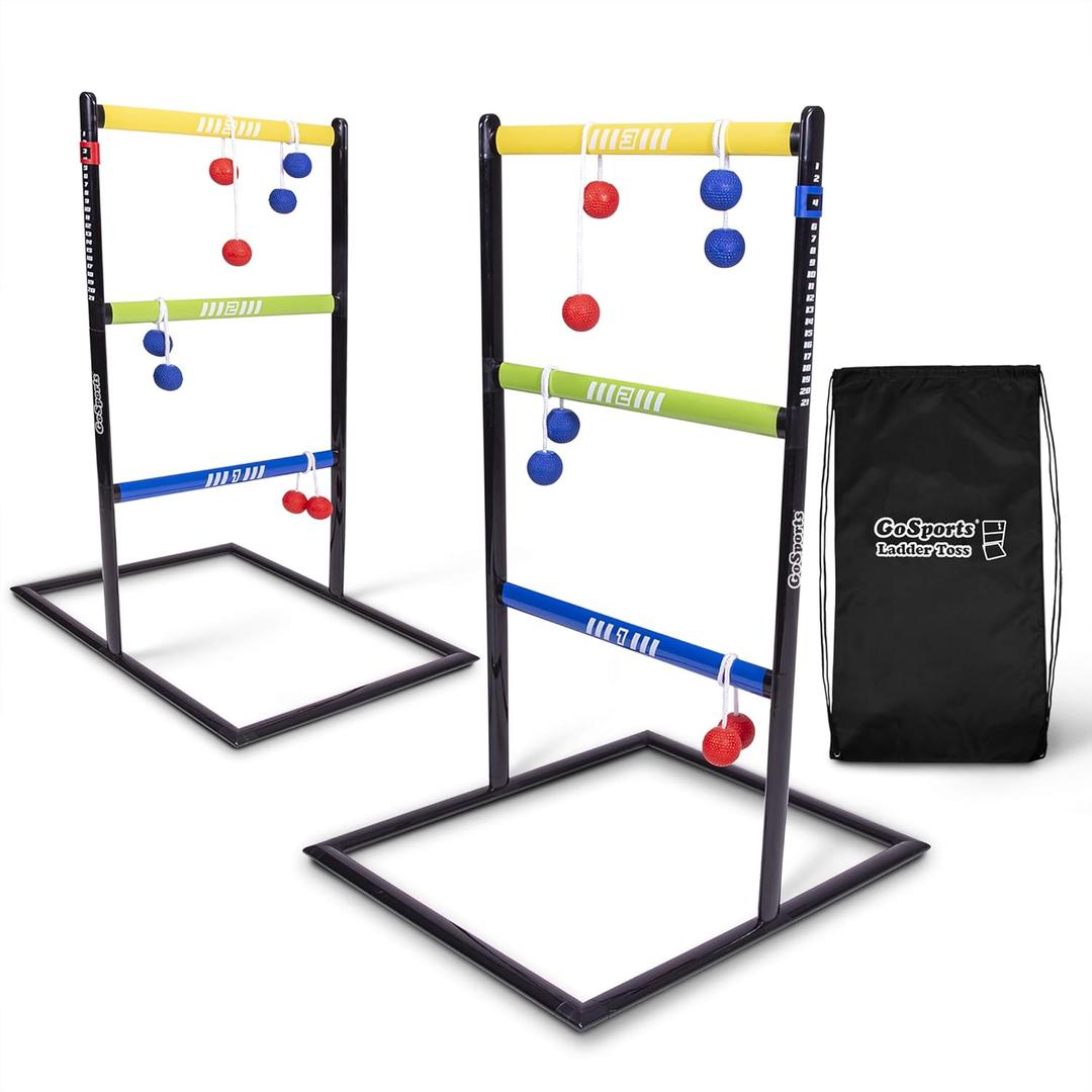 GoSports Ladder Toss Indoor & Outdoor Game Set with 6 Soft Rubber Bolo Balls and Travel Carrying Case - Choose Pro or Classic