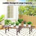 2 Pack Metal Plant Stand Outdoor Indoor, 1 Tier Folding Tiered Flower Plant Shelf, Heavy Duty Ladder Multiple Pot Display Plant Rack for Patio Garden Balcony Windowsills, Brown