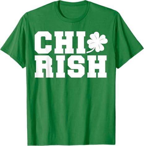 Chirish St. Patrick's day CHI-Irish funny Chicago T-Shirt (Green, Large)