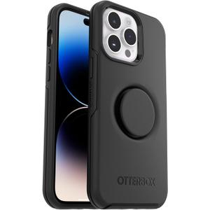 OtterBox iPhone 14 Pro (ONLY) Otter + Pop Symmetry Series Case - Black, Integrated PopSockets PopGrip, Slim, Pocket-Friendly, Raised Edges Protect Camera & Screen