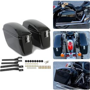 KUAFU Universal Motorcycle Hard Saddle Bags Trunk 60L Compatible with Harley Davidson Dyna Honda Cruiser Yamaha Suzuki Kawasaki Hard Luggage w/Brackets Black