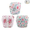 Babygoal Baby Girl Swim Diapers 3 Pack for 8M3T Babies and Toddlers, Reusable Adjustable Washable for Swimming LessonsFlower