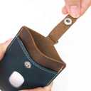 Badge Holder: Boshiho Cowhide Leather ID Badge Card Holder with 19" Neck Lanyard, Vertical Style (Brown-Blue)