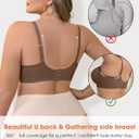 Plus Size V-Neck Wireless Bras for Women Seamless Everyday Bras U-Back Design W-Shaped Jelly Support Barlette 1XL Dark Brown (Dark Brown, XL)
