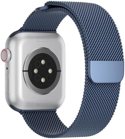 TRA Stainless Steel Metal Compatible with Apple Watch Band 38mm 42mm 40mm 44mm 41mm 45mm 46mm 49mm, Mesh Magnetic Clasp Loop Strap Wristband for iWatch Ultra Series 10/9/8/SE/7/6/5/4/3/2/1 Men Women