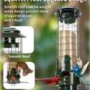 Squirrel Proof Bird Feeder, 3LB Large Capacity Hanging Metal Bird Feeders with Weight-Activated Mesh Perches for Wild Birds, Finch, Cardinal, Chickadee, Outdoor Yard Decor