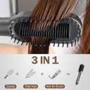 PLAVOGUE Ionic Hair Straightening Brush with Hot Air Function, Dual Voltage 30s Fast Heating, Anti-Scald & Auto Shutoff, Rotating Cord for Frizz Control & Salon Styling at Home