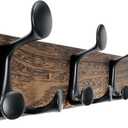 WEBI Coat Rack Wall Mount,43" Solid Wood Coat Hooks Wall Mounted Coat Hanger,16" Hole to Hole,Heavy Duty Hook Rack Rail,8 Triple Hooks for Hanging Coats,Jacket,Clothes,Hat,Backpack,Weathered Brown