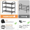INSMART 3-Tier Expandable Shoe Rack, Stackable and Adjustable Shoes Organizer Storage Shelf, Sturdy and Durable Metal Structure Free Standing Shoe Rack for Closet Entryway Doorway