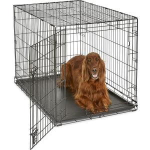 Midwest Homes for Pets 42-Inch New World Crate for Large Breeds, 71-90 lbs, Single Door Folding Dog Crate, Leak-Proof Tray & Secure Latch, Portable, Durable & Easy to Assemble, Black