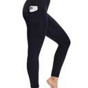 2 x NANJI High Waisted Leggings with Pockets for Women - Tummy Control, Buttery Soft Yoga Pants, Squat Proof Workout Leggings (L, Black) (Black)