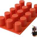 15 Cavities Cylindrical Fondant Silicone Mold DIY Cylinder Pastry Cupcake Jelly Mousse Pan Pudding Muffin Chocolate Making Supplies Cookie Shot Moluds For Baking