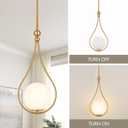 Gold Pendant Lights with Milky White Globe Glass Pendant Lights Kitchen Island Adjustable Mid Century Hanging Pendant Light Fixtures for Kitchen Dining Room Entryway, 1 Pack