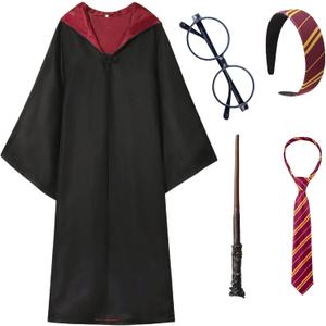 Wizard Costume for Teens & Adults - Wizard Robe with Accessories Set for Halloween Cosplay, Themed Parties