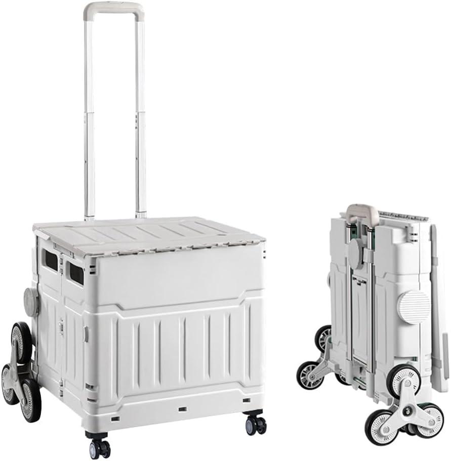 Portable Folding Camping TrolleyClimbing Storage Shopping Cart with Telescopic Handle, Outdoor Picnic Camping Folding Storage Utility-carts (Grey, Large 8-Wheeled Climbing Model) (Gray)