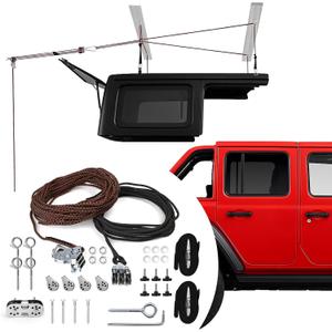 2026 Upgraded Hardtop Removal Lift Compatible with All Jeep Wrangler JK JL Models, KlenzMate Top Hoist with Safe Anti-Drop System, Easy One-Person Operation, Self-Leveling, Supports 8-16 Ft. Ceiling