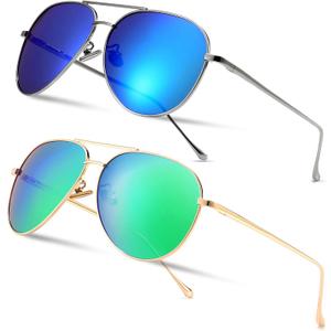 SUNGAIT Women's Lightweight Oversized Aviator Sunglasses - Mirrored Polarized Lens Classic Style