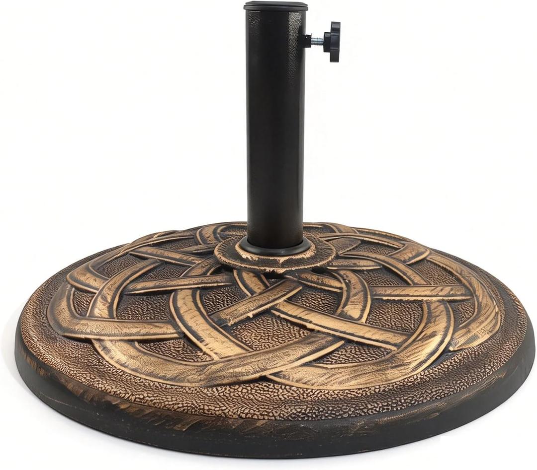 T&Jero 42 lb Round Heavy Duty Patio Market Table Umbrella Base Stand Weight for Outdoor, Bronze