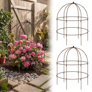 Otoolling 2 Pcs 36 28" Bronze Bird Cage Peony Climbing Plant Support Heavy Duty Metal Cage Large Plant Support Outdoor Garden Trellis for Peonies, Baptisia, Sedum & Other Perennials