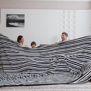 COOVA Oversized King Fleece Blanket 120x120 inches, Soft Cozy Warm Giant Extra Large 10'x10' Blanket for Bed, Sofa, Couch,Travel, Camping, California Huge Flannel Big Throw Blanket, Grey Stripes