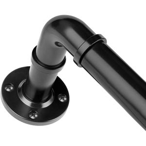Curtain Rods for Windows 48 to 84 Inch, HOTOZON 1 Inch Heavy Duty Industrial Curtain Rod, Blackout Wrap Around Splicing Drapery Rod for Windows, Black