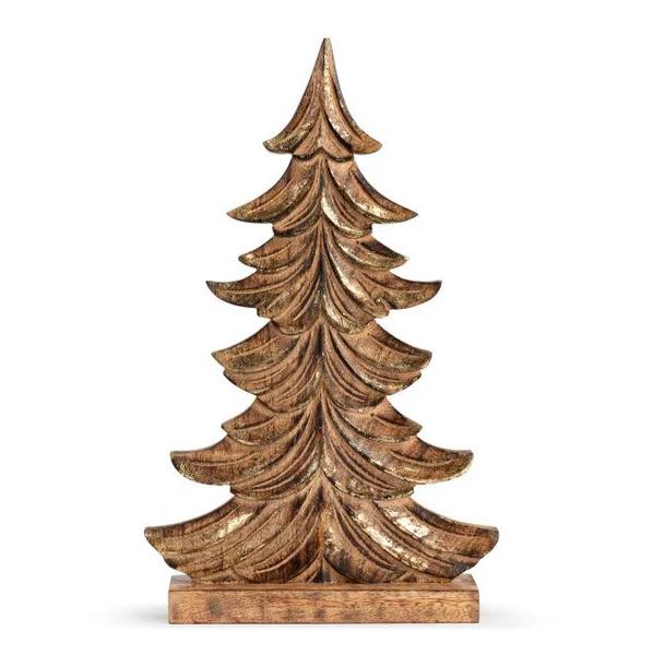 Wood Tree Figure with Gold Detail