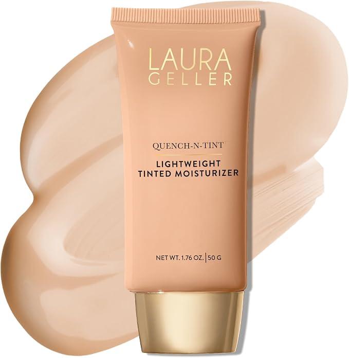 LAURA GELLER NEW YORK Quench-n-Tint Hydrating Foundation - Light - Sheer to Light Buildable Coverage - Natural Glow Finish - Lightweight Formula with Hyaluronic Acid