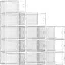 Kuject X-Large Shoe Storage Boxes Organizers Clear Plastic Stackable 12 Pack, Shoe Rack & Holder Substitute, Sneaker Containers, Toy Storage Organizer Bins for Entryway, Closet, Under Bed, White