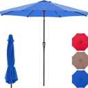 Patio Umbrella, Outdoor Table Umbrellas for Pool, Push Button Tilt Crank and Sturdy Ribs, Waterproof UV Protection and Fade Resistant for Garden Backyard Market Blue