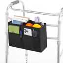 Rhino Valley Walker Basket, Basket for Walkers with Multi Pockets, Hand-free Carry Pouch Storage Bag Walker Accessories for Universal Walkers for Seniors, Black