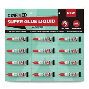 2 x Super Glue Liquid, Instant Adhesive, Multipack Cyanoacrylate Strong Clear Glue for Shoe Sole Repair Ceramic Plastic Metal Wood Pottery Leather Aquarium Glass Rubber, Strong Bonding (12 x 3g)