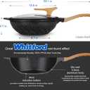 Nonstick Woks And Stir Fry Pans Die-cast Aluminum Scratch Resistant 100% PFOA Free Induction Wok pan with Lid 12.6 Inch - Black