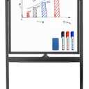 Maxtek Magnetic Mobile White Board, 40 x 24 Double Sided Dry Erase Board Rolling Whiteboard, Aluminum Frame Standing Whiteboard on Wheels for Home Office Classroom (40 x 24 Black)