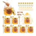 XING-RUIYANG 1.5 oz Mini Glass Honey Jars, Honey Jars Party Favors in Bulk, with Dipper, Stickers,Gold Lid, The Golden Bee pendant, Gift Bags and Jute, for Baby Shower, Wedding Party Favors