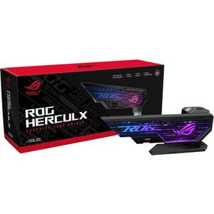 ASUS ROG Herculx Graphics Card Anti-Sag Holder Bracket (Solid Zinc Alloy Construction, Easy Toolless Installation, Included Spirit Level, Adjustable Height, Wide Compatibility, Aura Sync RGB) (Pack of 1, XH01/GRY/ARGB/VGA HOLDER//)