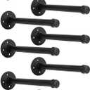 Industrial Black Iron Pipe Shelf Brackets Wall Mount DIY Shelving Brackets Pipe Decor Wall Rustic Garment Rack Hardware Included, 8 Inch Set of 8
