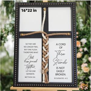 LakWilows Cord of Three Strands Wedding Cross Unity Sign 16x22 3 Strands Cord Braided Cross for Wedding Ceremony, Christian Gifts Ideas for Marriage, Anniversary