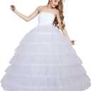Women 6 Hoop Skirt Tulle Ball Gown Petticoat Crinoline for Bridal Wedding Under Dress, Half Slip Underskirt for Quinceanera Dress Plus Size