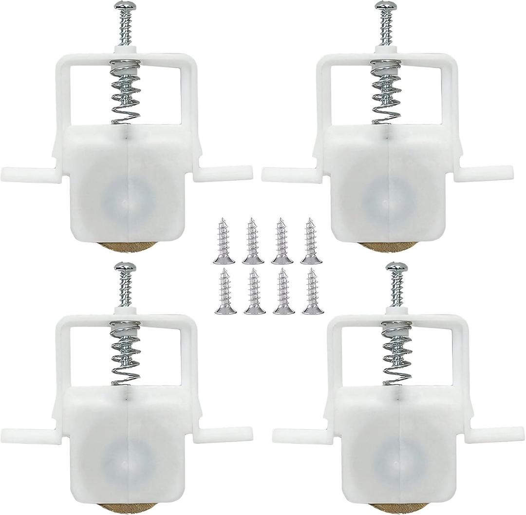 4-Pack Sliding Screen Door Rollers Replacements Hardware with Spring-Loaded Design, White Plastic Housing, Steel Ball Bearing, 1 inch Diameter Replaces B 691 and B 695 Used on Both Top and Bottom