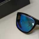 MERRY'S Unisex Polarized Aluminum Sunglasses Vintage Sun Glasses For Men/Women S8286 (0c02 Black Frame/Blue Mirror Lens/Grey Temples)