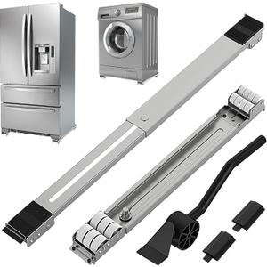 Appliance Rollers With 360 Swive Wheels, Anti Slip Heavy Duty Extendable Mover Tools with 28 Roller & Lifting Lever Tool For Moving Washing Machines, Dryers, Furniture, Refrigerators Base Stand
