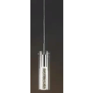Light Modern Style Iron/Crystal/Glass Integrated LED Linear Pendant Light, Chrome