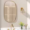 POZINO Brushed Gold Mirror, 20"x30" Brass Beveled Mirrors for Bathroom, Rounded Rectangle Mirror, Modern Vanity Wall Mirrors in Premium Stainless Steel Frame Hangs Horizontal Or Vertical