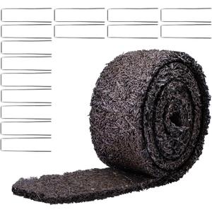 Black Rubber Mulch for Landscaping 120in L x 4.5in W Recycled Garden Edging Border Mat Natural Looking Permanent Garden Mulch Barrier for Plants Vegetables & Flowers 15 U-Shaped Steel Stakes