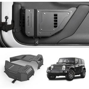 Metal Front Door Pocket Storage Box with Cup Holder Compatible with 2007-2017 Jeep Wrangler JK 2/4 Doors, Door Side Insert Organizer Box Interior Accessories - 2PCS