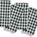 Solino Home Linen Napkins Set of 8-100% Linen Gingham Green Dinner Napkins 20 x 20 Inch - Handcrafted and Machine Washable - Gingham Check - Christmas, Dark Green 